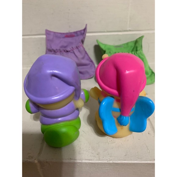 Glo Bedbug lot of 2 Glow Worm Friends 3" Mini Figure Sleeping Bag Playskool 80s. - Picture 5 of 6